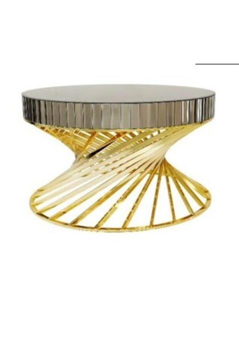 Gençtürk Luxury Gold Metal Bronz Aynalı Orta Sehpa Yükseklik 45 Cm 80x80
