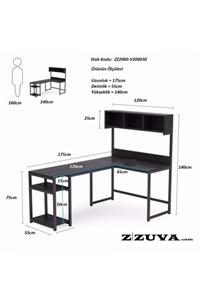 Starev Dünyası Ceviz L Şekilli Raflı Çalışma Masası
