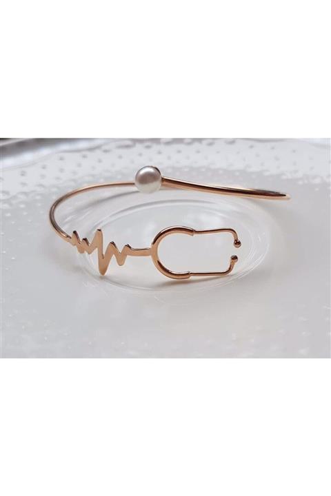 Cadeau Jewellery Altın Kaplama Gümüş Doktor Hemşire Inci Steteskop Bilezik