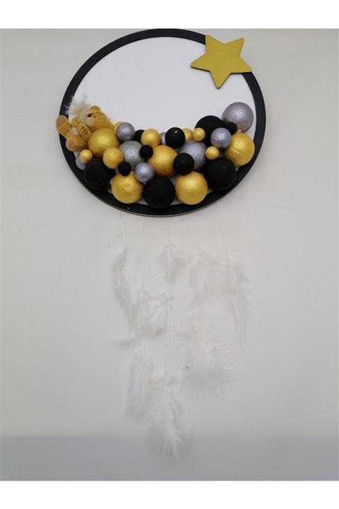 nazcustomdesign Siyah Gold Ve Gri Renk Bebek Odası Kapı Süsü