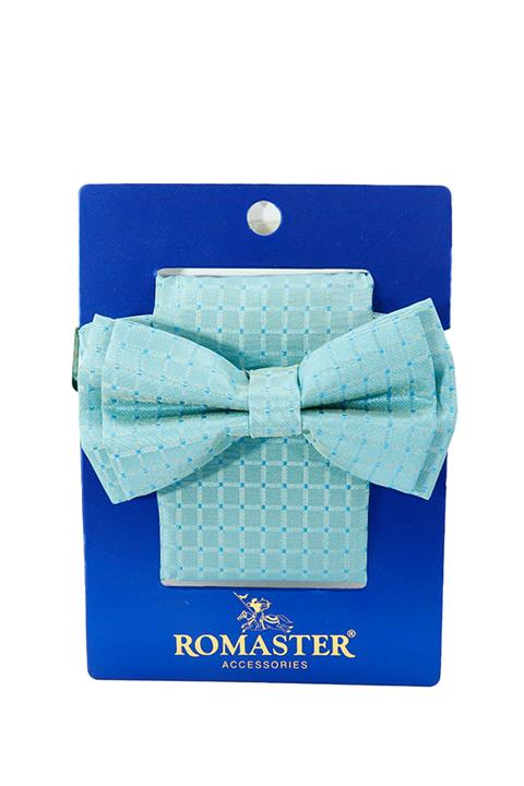 ROMASTER Erkek Renkli Kare Desenli Mendilli Papyon