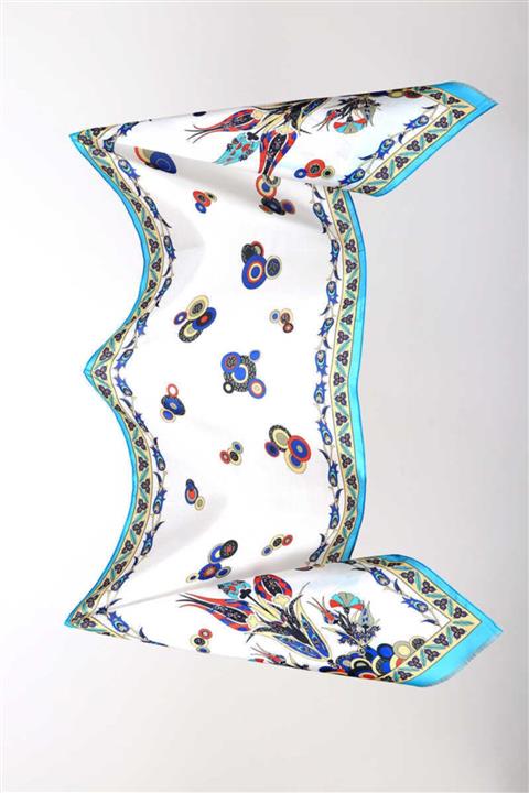 Bursa İpek Vual Ipek Fular - Çintemani-turkuaz