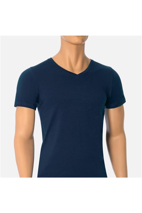 Öts 2'li Erkek Modal V Yaka T-shirt Lacivert