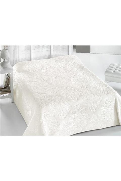 Sarar Specıal Çift Kişilik Polyester Saltanat Battaniye Krem