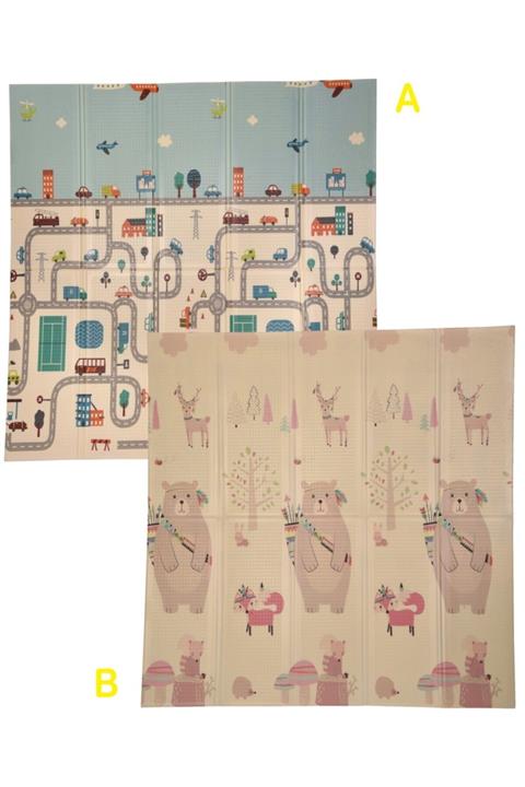 Happy Twins Katlanabilir Çift Taraflı Oyun Matı Oyun Halısı Road Hıppıe 180x200x1cm