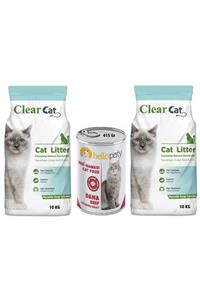 Clear Cat 2 X 10 Kg Marsilya Sabun Bentonite Kedi Kumu + 1 Adet 415 Gr Konserve Mama ( Clearcat )