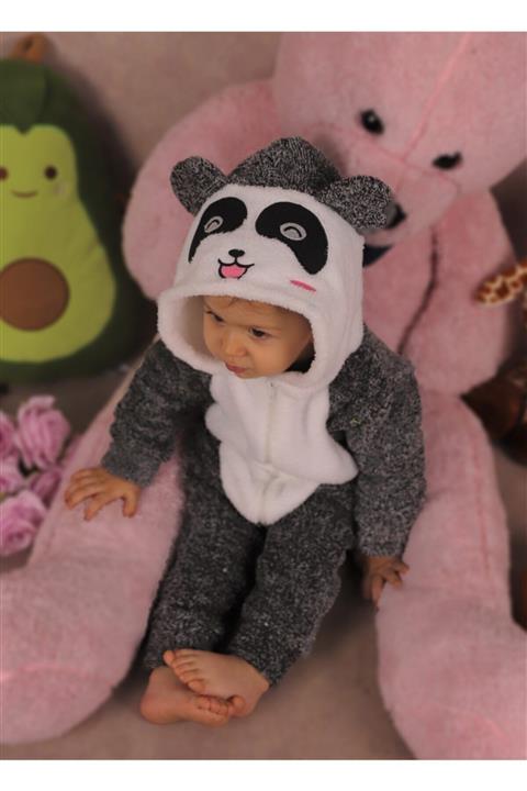 Bebesev Kışlık Bebek Tulumu Kırçıllı Panda Bebek Tulumu
