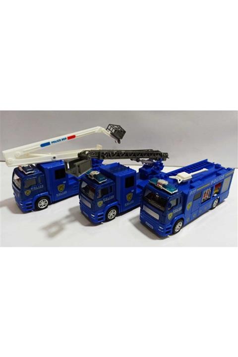 Kızılkaya Oyuncak Metal Polis Kurtarma Araçları Set 3'lü