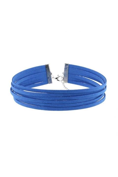 Bijustore Mavi Renk Kadın Süet Choker