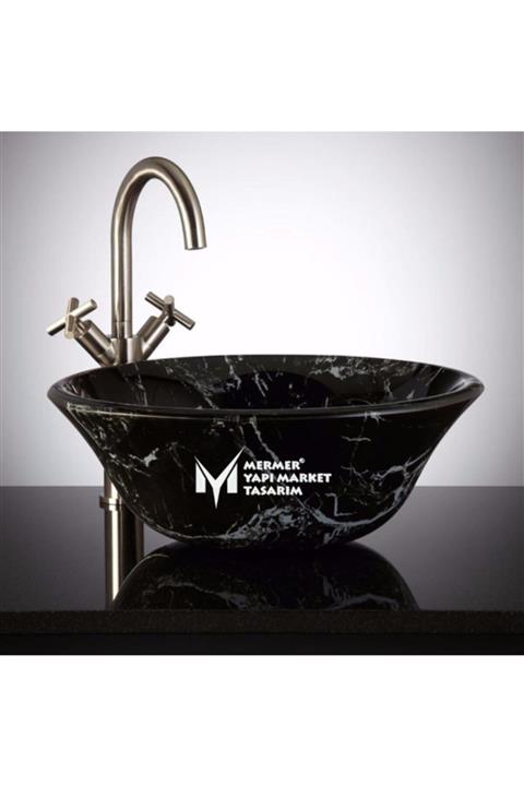 MYM Mermer Yapı Market Tasarım Toros Siyah Elegant Çanak Lavabo