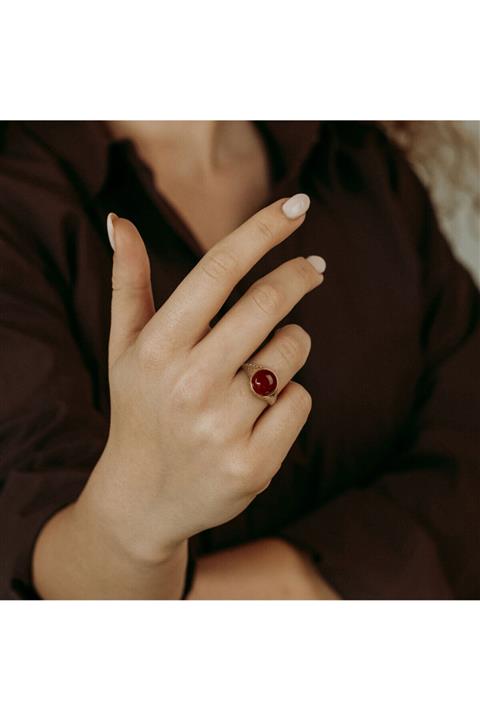 Siena 14 Ayar Akik Taşlı Yüzük