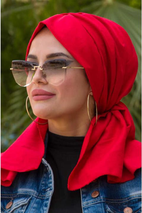 Aişe tesettür Kırmızı Kelebek Bone Şal