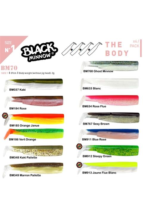 FIIISH Black Minnow Bm70/1 4x Gövde Silikon Yem Bm037 Kaki