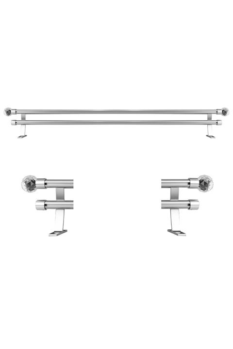 Perdejim Gri Alüminyum Çift Raylı Rustik Perde Askısı Rustik Borusu 175 Cm Ak08