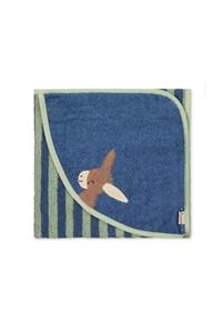Alpar Tekstil Outlet Ürünü Bebek Banyo Havlu Kundak 80x80cm- Eşşek/lacivert Çizgili