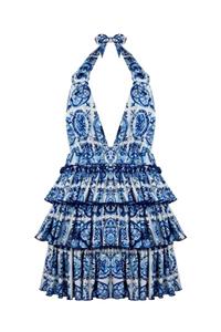 Nur Karaata Bellano Bleu Blanc Dress