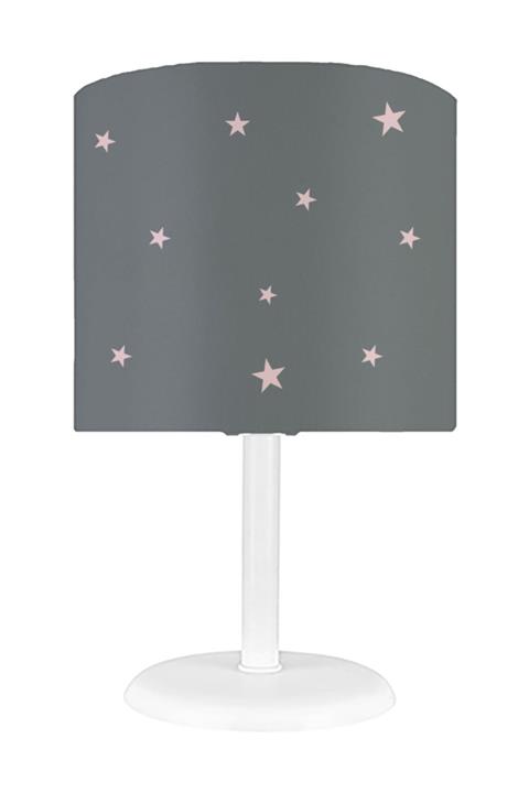 HalıVagonu Hv337 Pembe Yıldızlı Gri Çocuk Odası Abajur