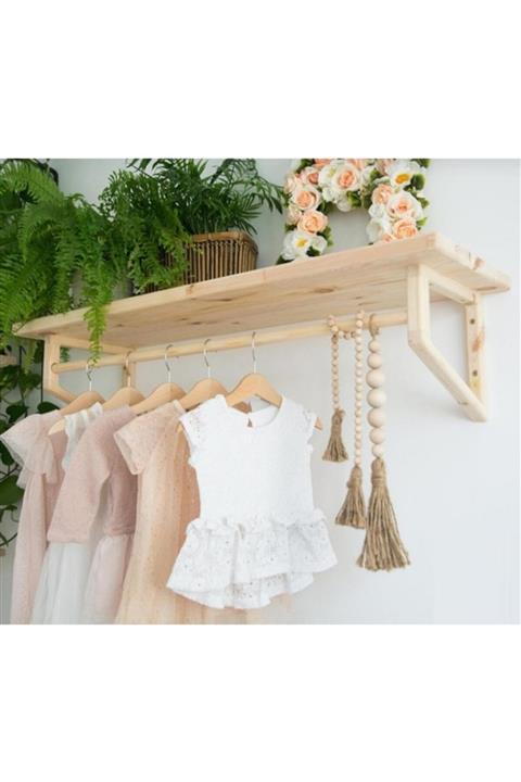 babyroomstore Ahşap Ayaklı Askılı Raf