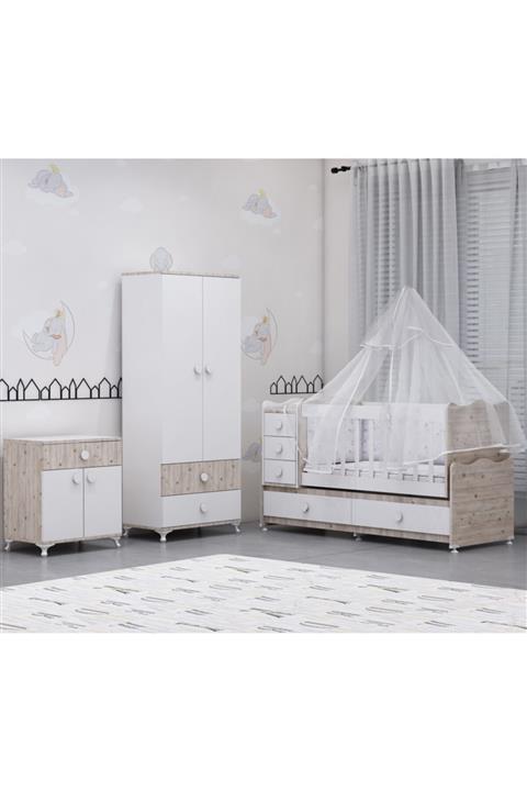 Garaj Home Melina Damla 2li Bebek Odası Takımı Yatak Ve Uyku Seti Kombinli Uyku Seti Beyaz