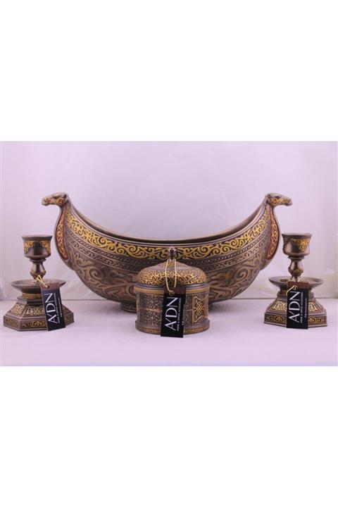 ADN HOME AKSESUAR Bakır Gold Wise Dekoratif Takım