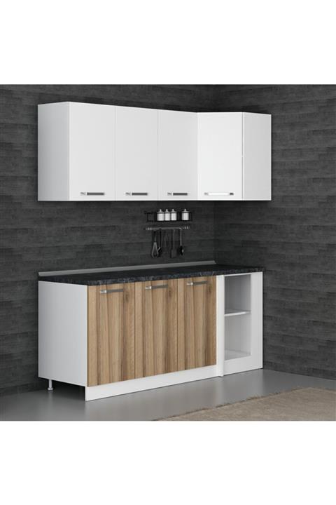 Minar 195 cm Köşe Mutfak Dolabı Beyaz Dore K195-d1