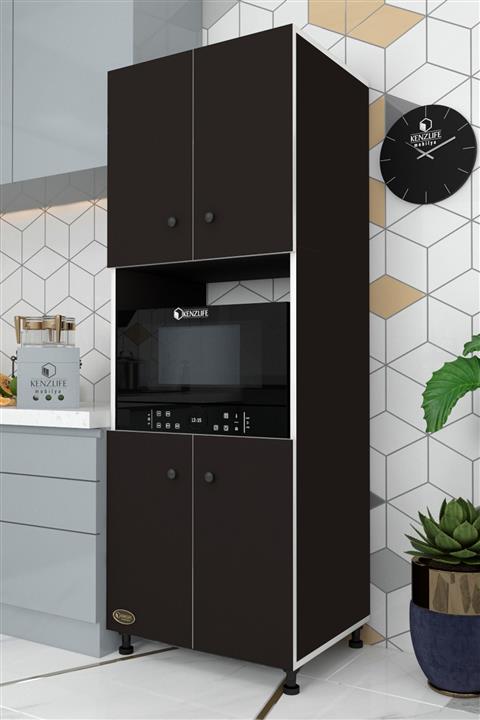 Kenzlife Fırın Dolabı Cahide Siyah 180x65x50 Mutfak xl Ayaklı Banyo Kiler Ofis