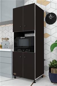 Kenzlife Fırın Dolabı Cahide Siyah 180x65x50 Mutfak xl Ayaklı Banyo Kiler Ofis
