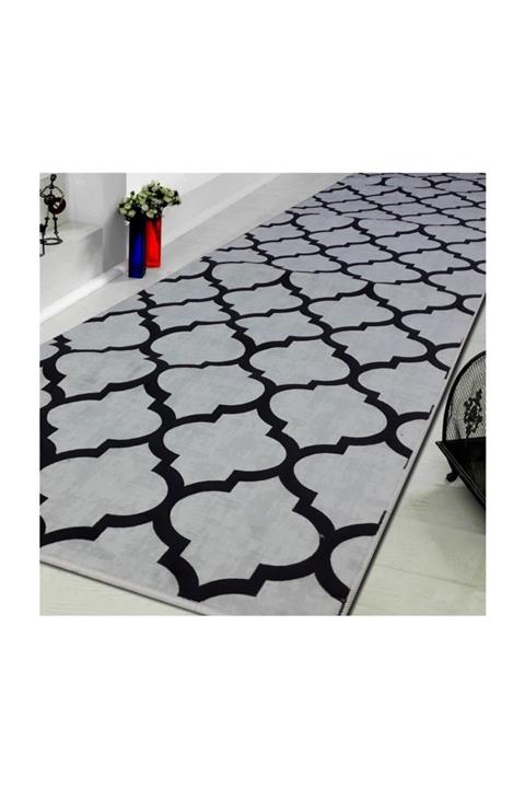 Sarar Halı Damla Desen Gri-siyah Renk Kesme Yolluk