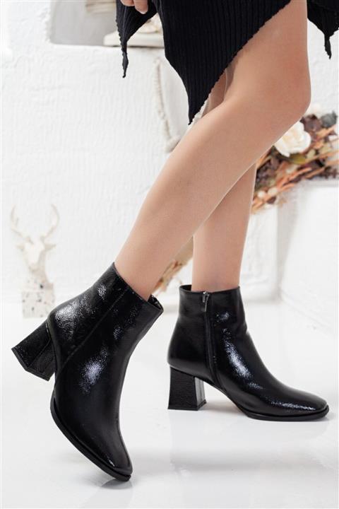 D&D Ayakkabı Kadın Siyah Kırık Rugan Günlük Bot