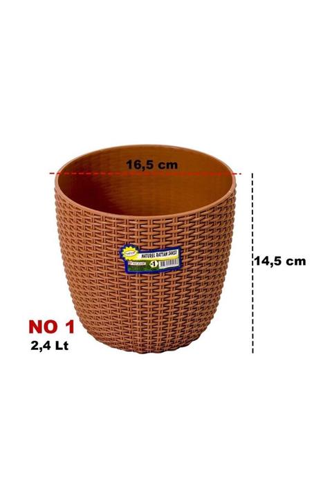 Hak Plastik Rattan Desenli Saksı No 1 Çiçek Saksısı