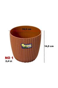 Hak Plastik Rattan Desenli Saksı No 1 Çiçek Saksısı