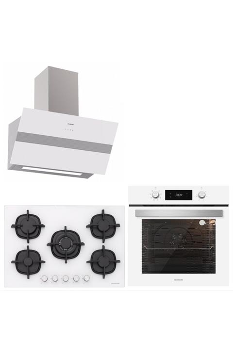 Silverline Beyaz Cam Ankastre Set Bo6504w013472 Bold 80 cm