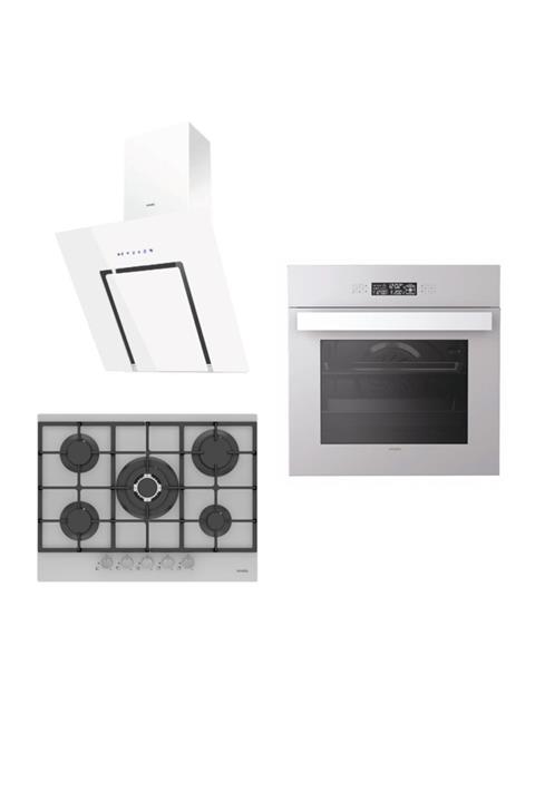 Vinola Set 023-b (Mog.7130.111.02 + Mohı.103.111.02 + Mcww105.111.600) Beyaz Ankastre Set