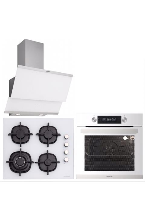 Silverline Silvelrine Bo6505w1s5-cs5429w01-3420 Classy 60 Cm Beyaz Cam Ankastre Set