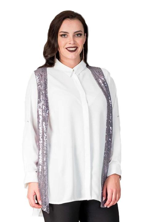 Hanezza Kadın Gri Pul Payet Yelek P5250