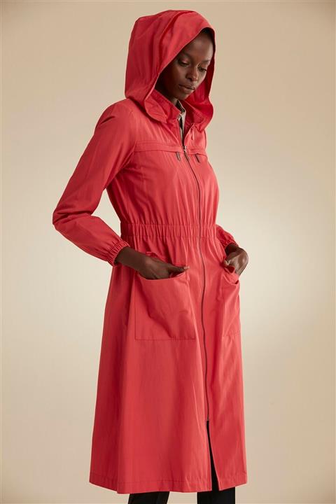 Tuğba Fermuarlı Yağmurluk - Mercan