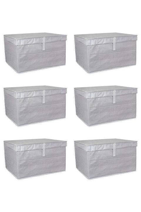 tofipashop 6 Adet Kapaklı Çok Amaçlı Çamaşır Saklama Düzenleme Hurç, Kutu Maxi 50x40x30 Gri