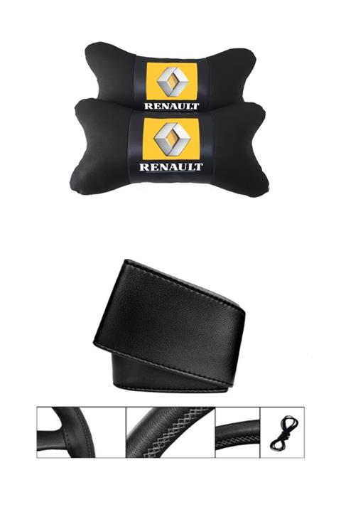 AYAZGURUP Renault R 19 Dikmeli Direksiyon Kılıfı + 5d Ortopedik Boyun Yastığı (2li Set)