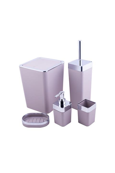 Karaca Home Gri Kare Banyo Seti 5 Parça