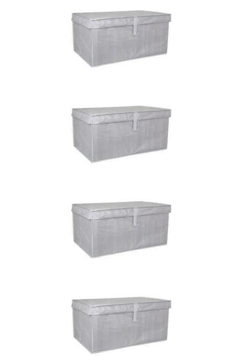 tofipashop 4 Adet Kapaklı Çok Amaçlı Çamaşır Saklama Düzenleme Hurç, Kutu Mega 60x40x30 Gri