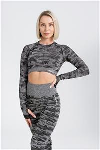 Gymwolves Kadın Uzun Kollu Dikişsiz Spor Tişört Crop Tops Action Serisi Serisi