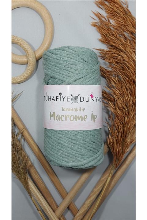 TUHAFİYE DUNYASI Taranabilir Makrome ipi 250GR Çağla Yeşili