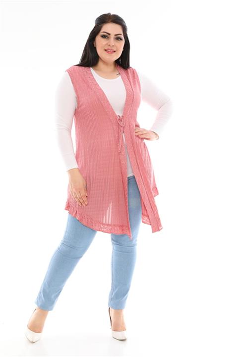 Modaxxlgiyim Bağcıklı Pembe Yelek 1780