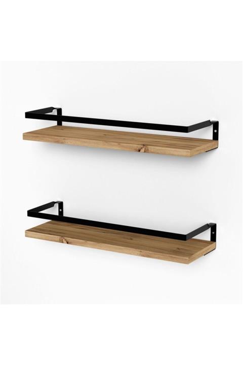 banos Rt3 Metal Çerçeveli Baharatlık Çok Amaçlı Banyo Ve Mutfak Duvar Rafı Ceviz