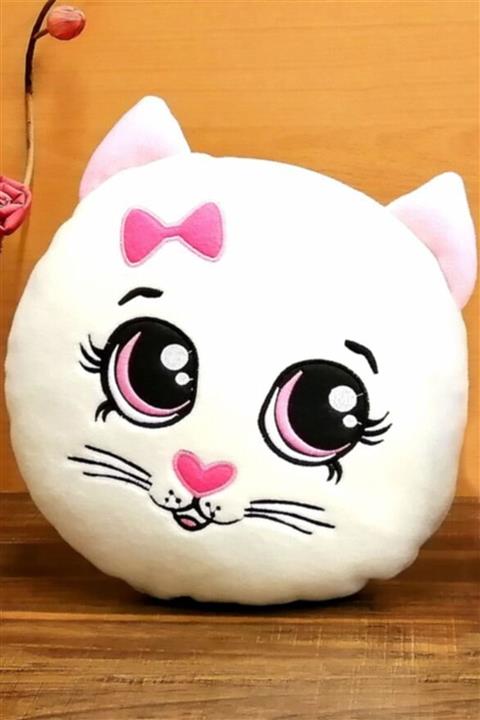 Simbat Oyuncak Sevimli Kedi Nakışlı Peluş Yastık 35 Cm