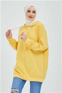 BURCU TESETTÜR Parçalı Sweatshirt Bft255 Sarı