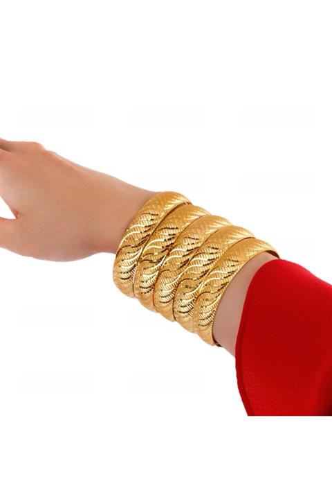 Yıldız Gold İmitasyon 22 Ayar Altın Kaplama Dalga Desen 1.5 Cm Bilezik