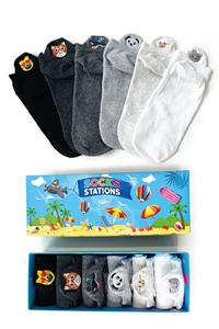 Socks Stations 6'lı Emoji Nakışlı Patik Çorap Kutusu