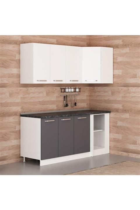 Minar 185cm Köşe Mutfak Dolabı - Beyaz/antrasit K185-a1