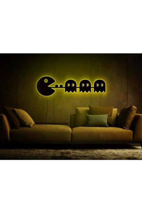 DMC Design Packman Ahşap Led Işıklı Duvar Tablosu